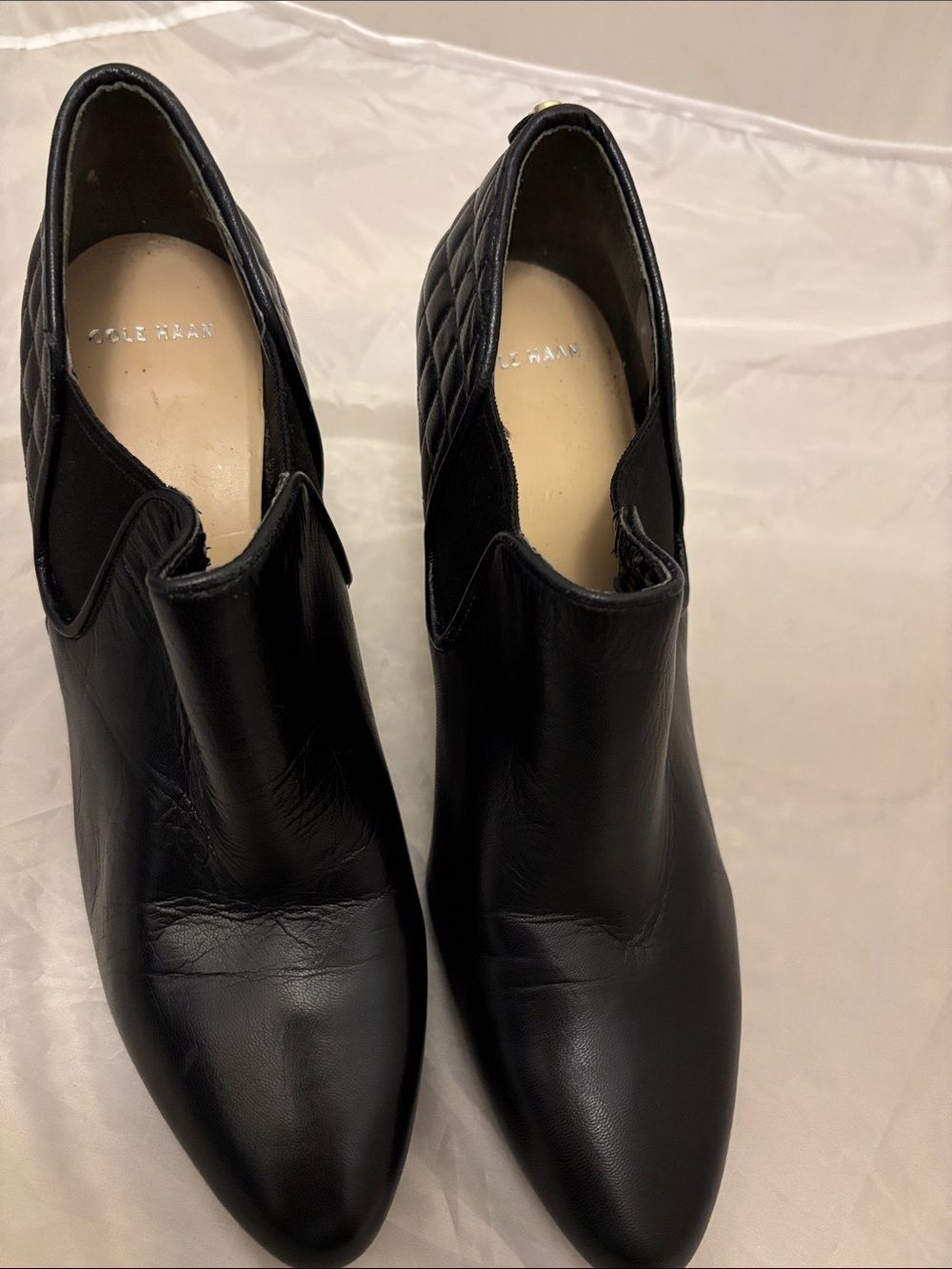 Cole Haan Black Leather Pointed Toe Heel Shooties Booties Shoes 7.5B
